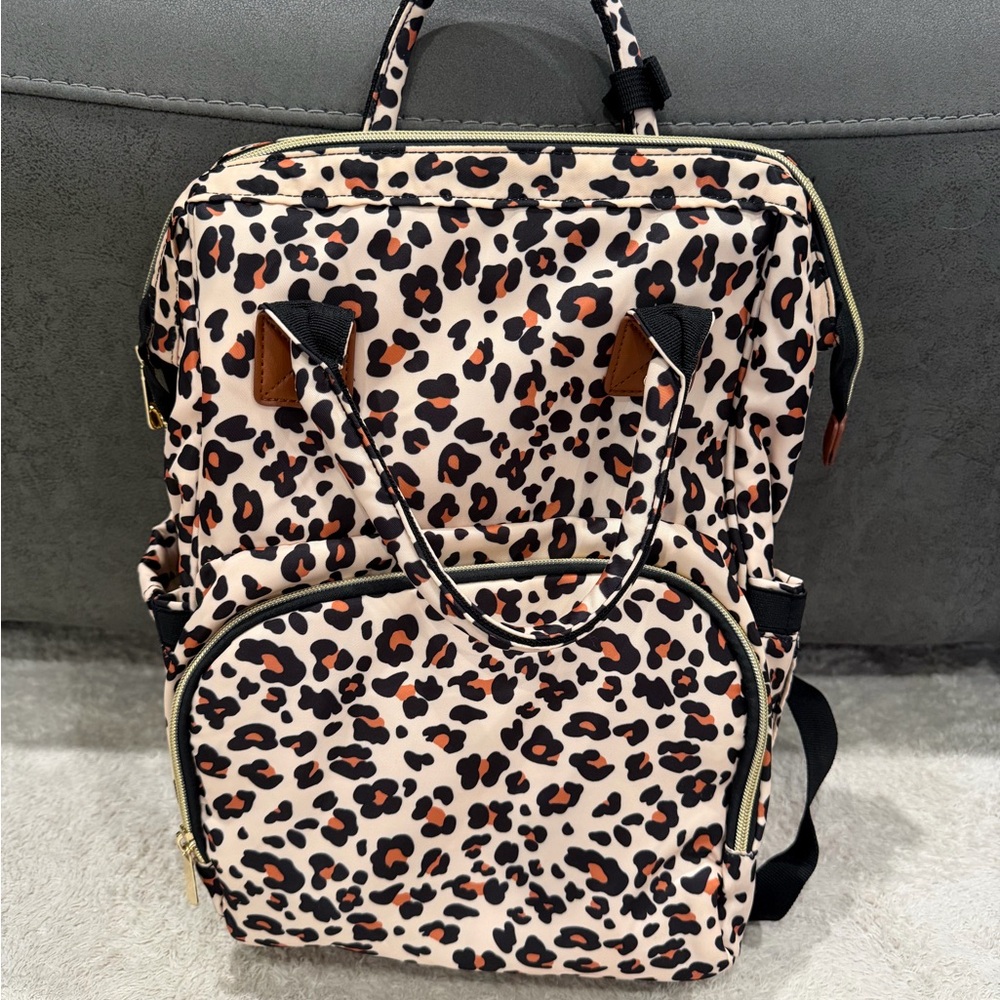 Leopard Print Women's Backpack Bag - Pink